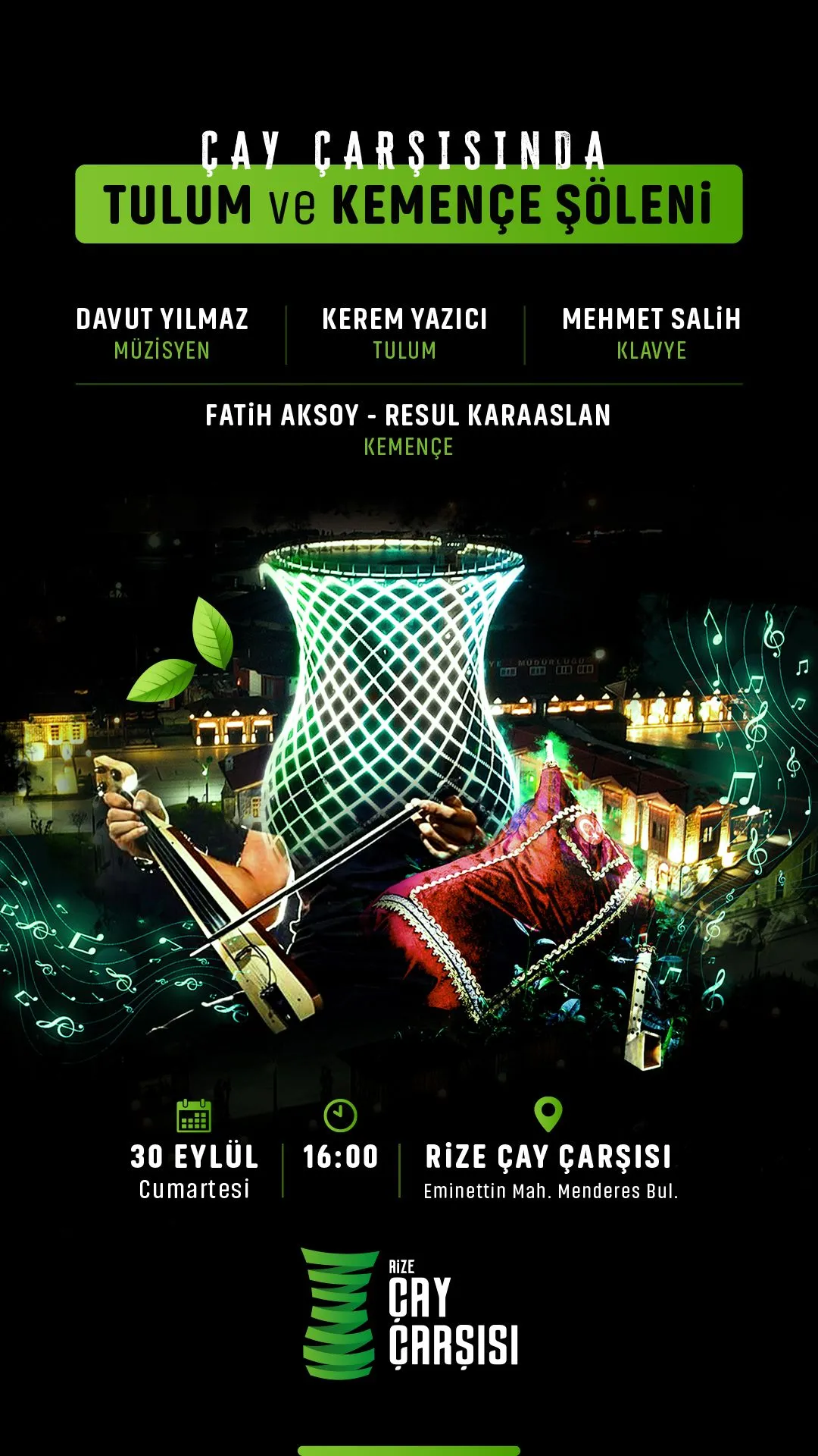 Çay çarşısında tulum ve kemençe şöleni