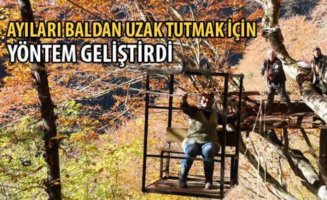 Gürgen Ağacındaki Kovanlara Teleferikle Ulaşıyorlar