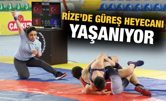 Genç Güreşçiler Rize'de Mindere Çıktı