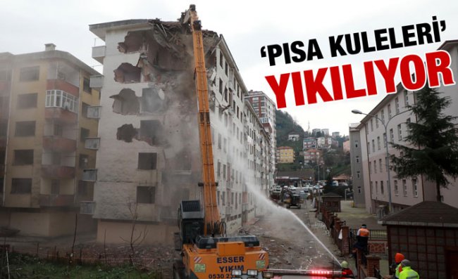 Rize'nin 'Pisa Kuleleri'nde Yıkım Başladı