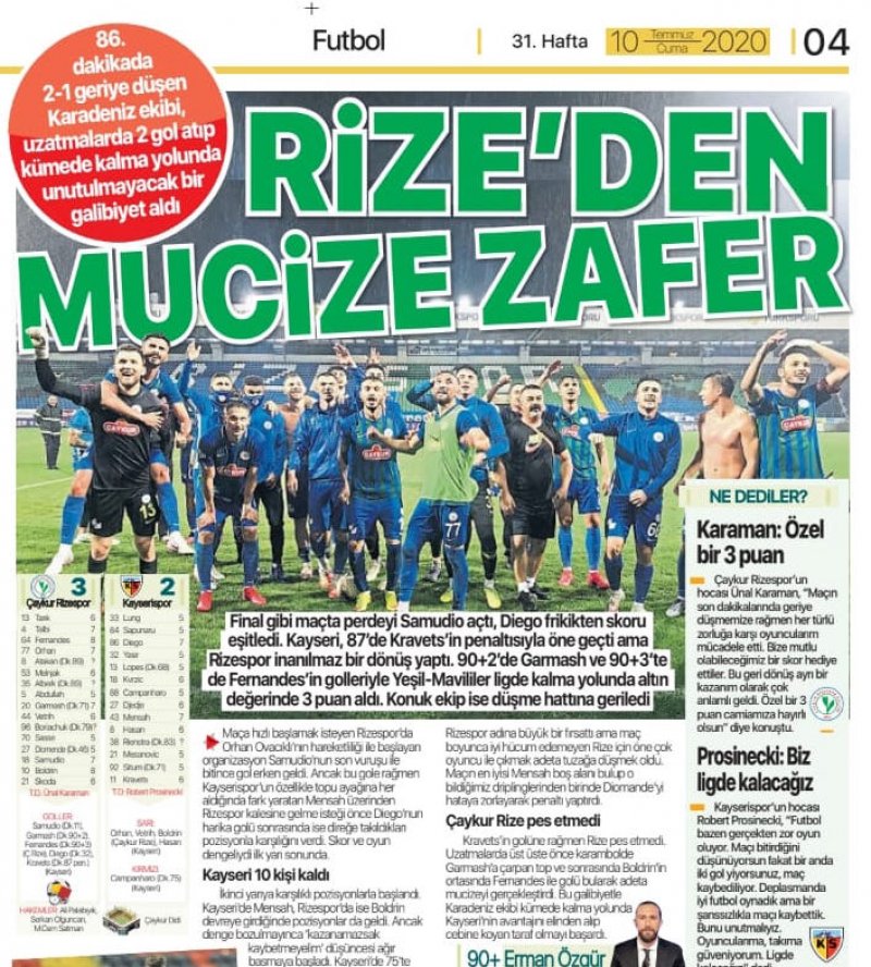 90'ıncı dakikaya 2-1 yenik durumda giren Çaykur Rizespor'da umutlar tükenmek üzereyken...