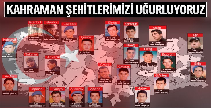 Hain saldırıda 24 asker şehit harita