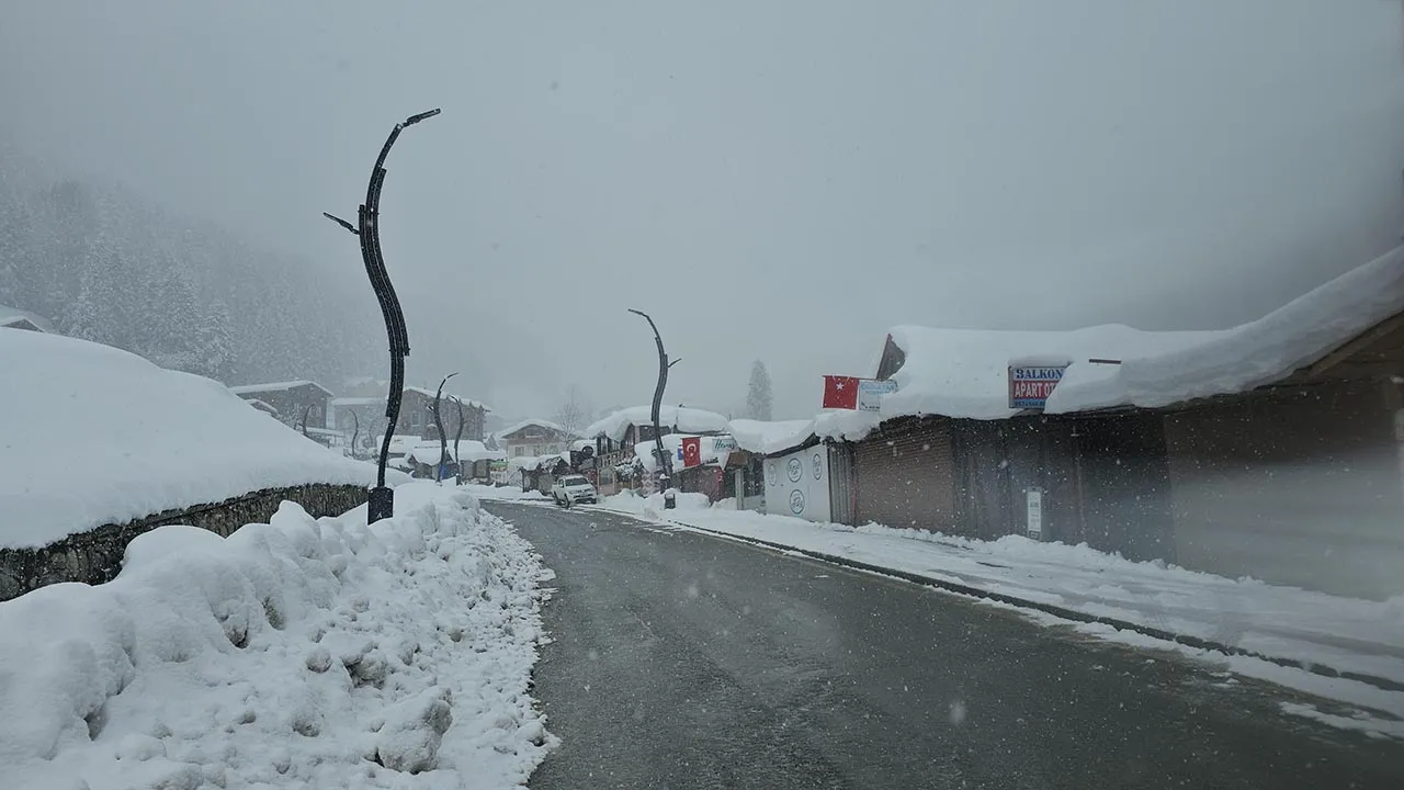 Rize'de 2 gündür aralıklarla devam eden yağmur, yüksek kesimlerde yerini kara bıraktı