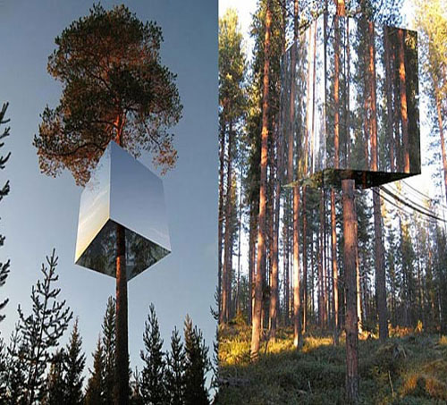 Yetişkinler için görünmez ağaç ev. Yüksek teknolojiyle yapılan bu evde tüm konfor mevcut.