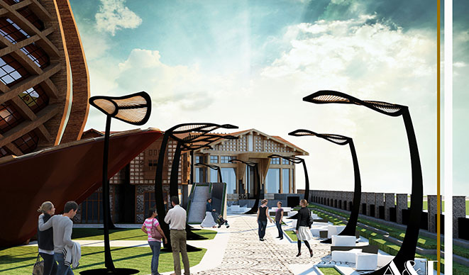 Çay çarşısı içerisinde idari birimlere ait odalar, toplantı salonu ve eğitim salonu da yapılacaktır.