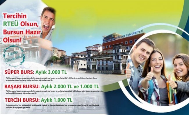 RTEÜ'yü Tercih Edenlere Burs İmkanı