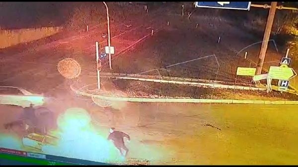 Otomobil alev aldı, içindekiler panikle kaçıştı; o anlar kamerada