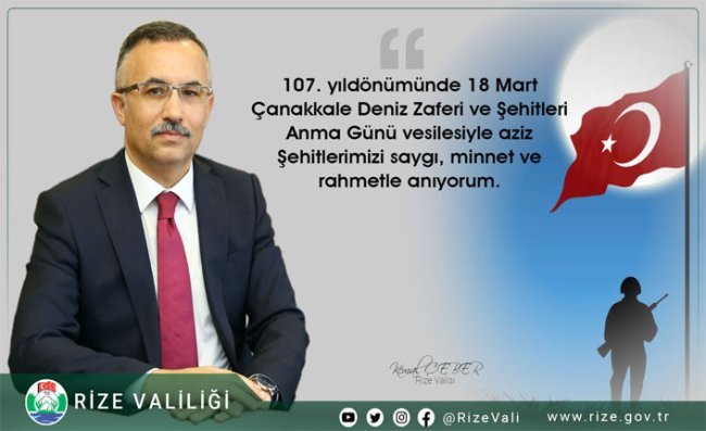 Vali Çeber'den '18 Mart' Mesajı