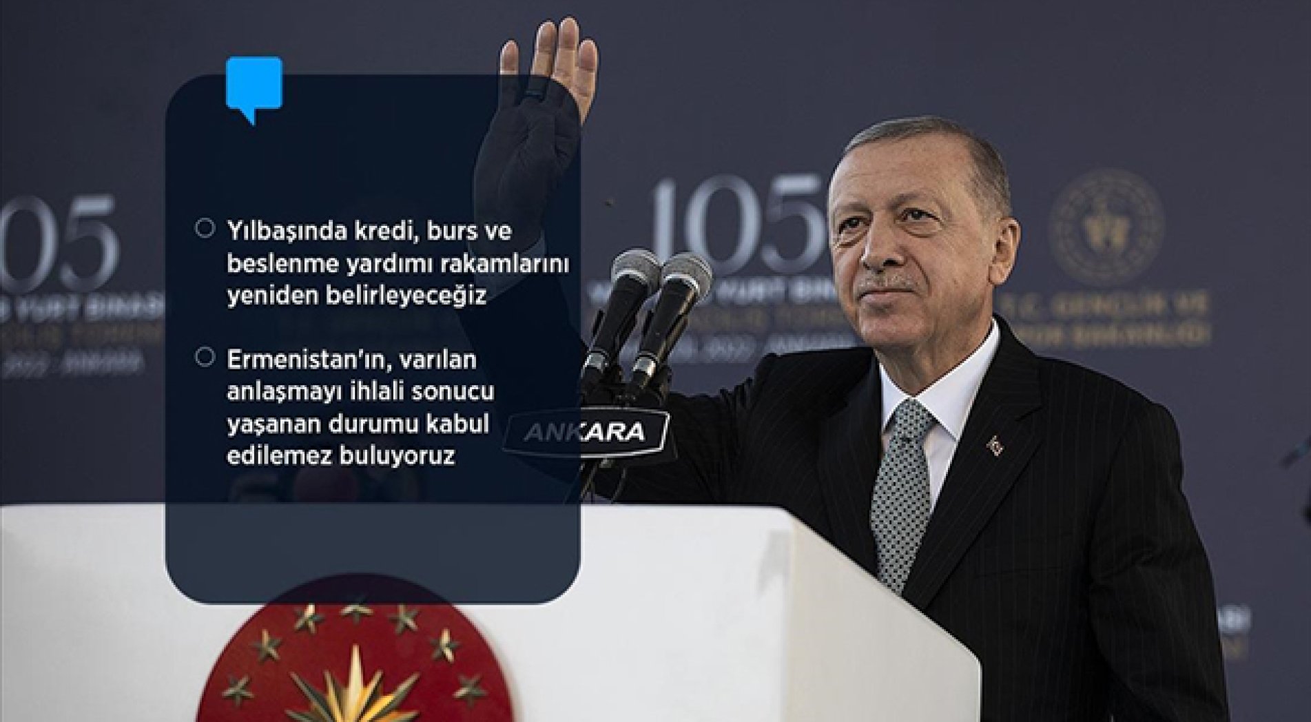 Cumhurbaşkanı Erdoğan: Yurt ücretlerinde bu yıl da değişiklik yapılmayacak