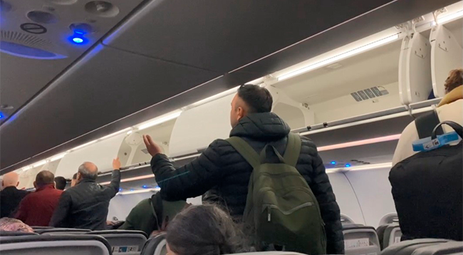 Uçakta korku dolu anlar