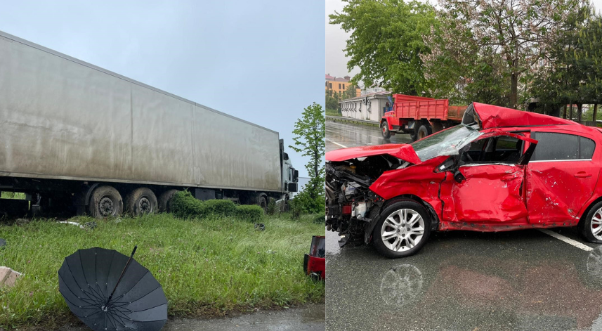 Rize'deki kazada anne ve kızı yaralandı
