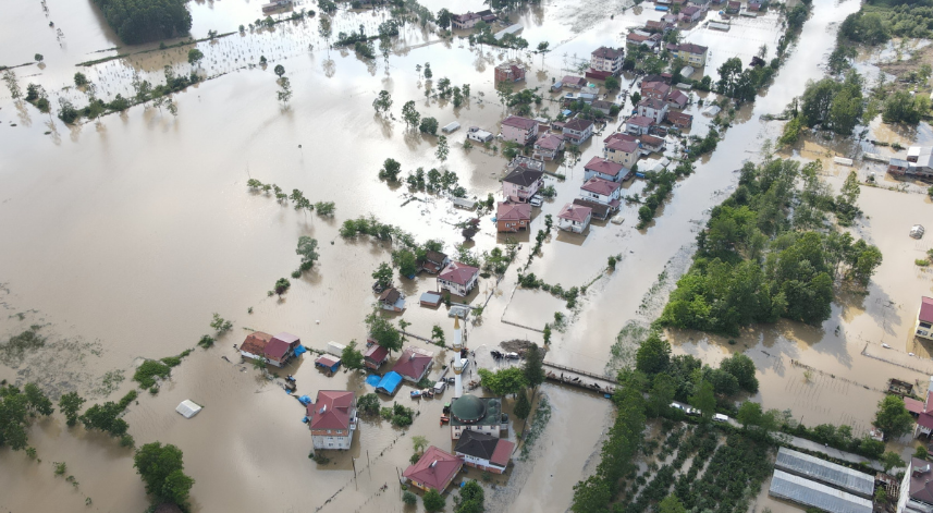 Sele teslim olan ilçe havadan görüntülendi