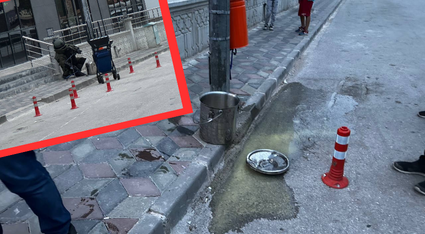 Kütüphane önünde kontrollü patlatılan kazandan çorba çıktı