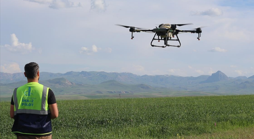 Çiftçiler tasarruf için ilaçlamayı dronla yapıyor