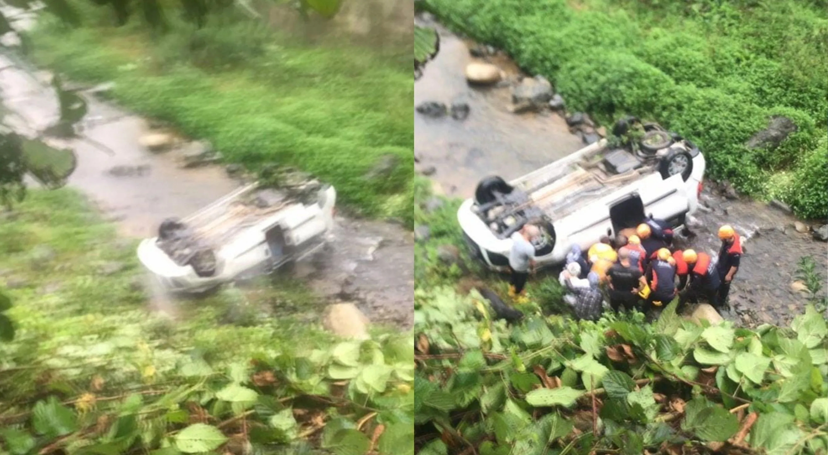 Rize'de kontrolden çıkan araç dereye uçtu