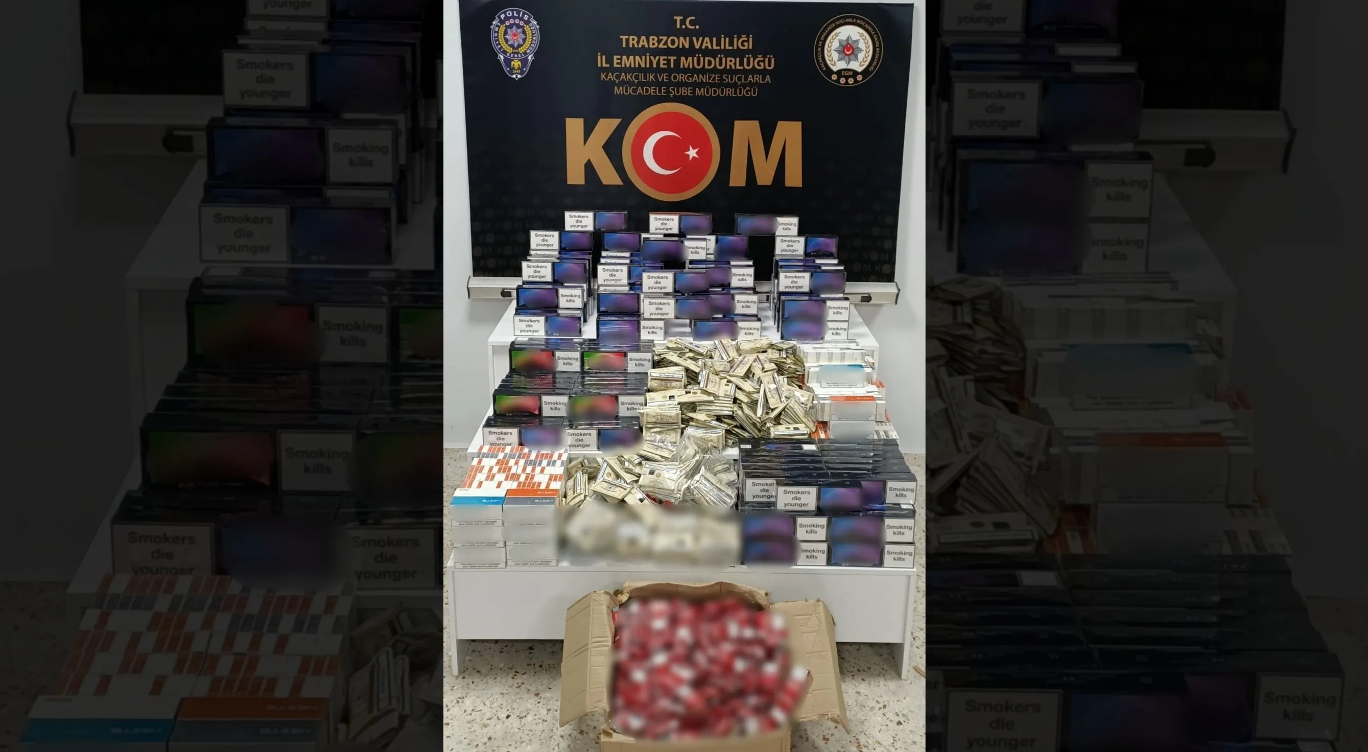 Trabzon'da gümrük kaçağı tütün ürünleri ve elektronik sigara ele geçirildi