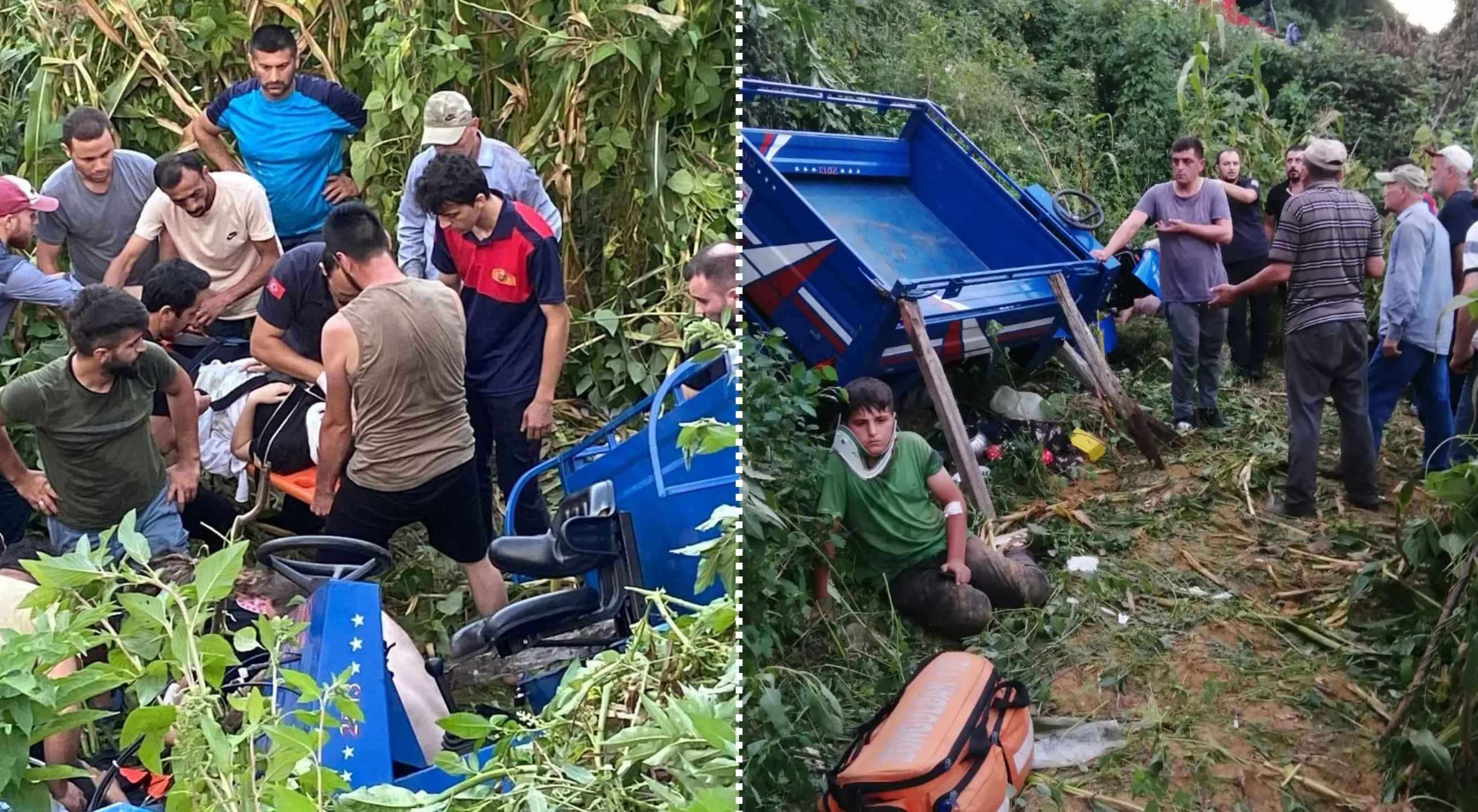 Zonguldak'ta şarampole devrilen tarım aracındaki 13 kişi yaralandı