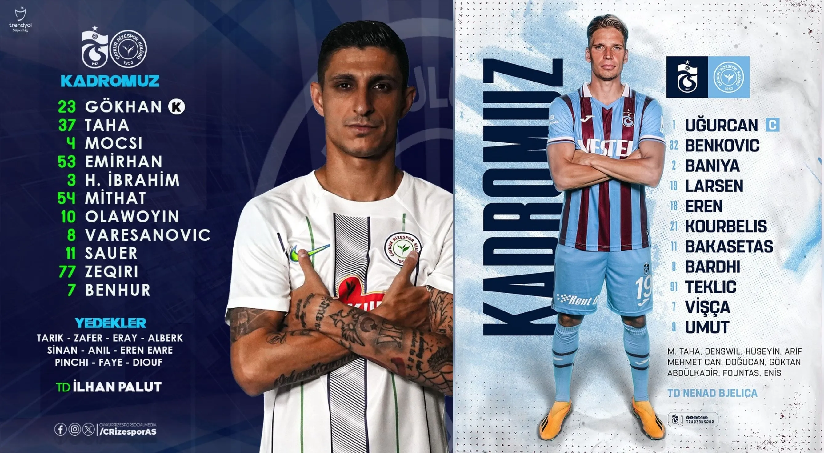Trabzonspor Çaykur Rizespor maçının ilk 11’leri belli oldu 