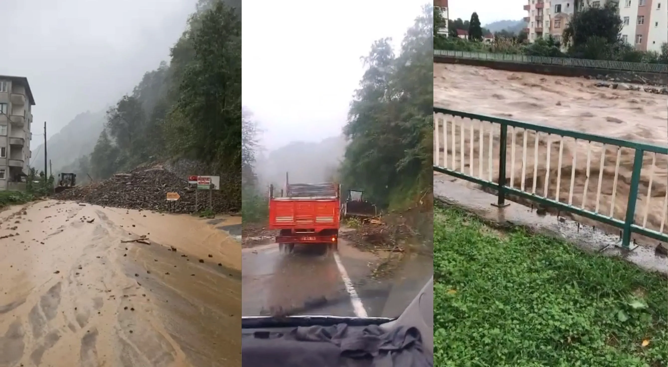 Rize'de şiddetli sağanak hayatı olumsuz etkiliyor