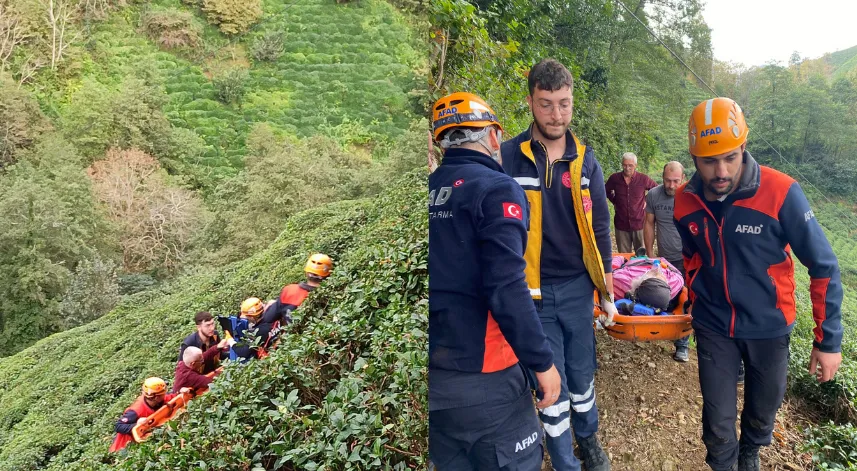 Rize'de bahçede düşen kadın yaralandı