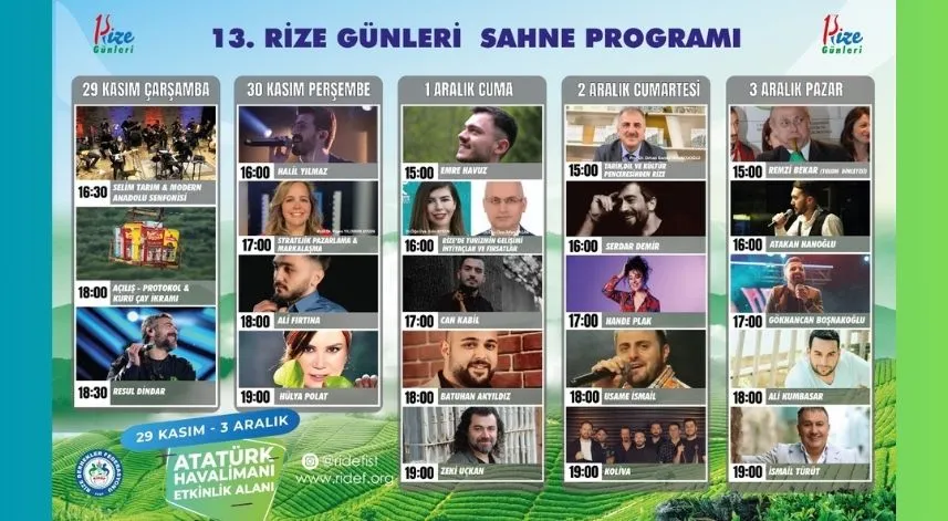 13. Rize Günleri sahne programı belli oldu 