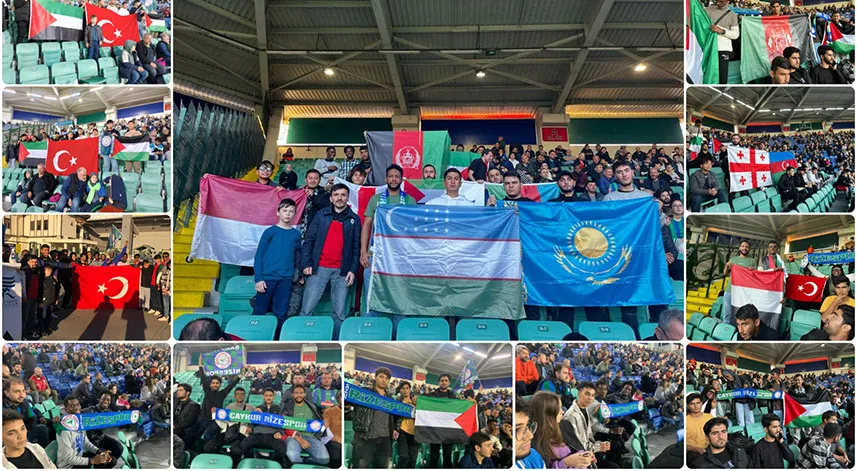 Uluslararası öğrenciler, Çaykur Rizespor'u tribünde destekledi