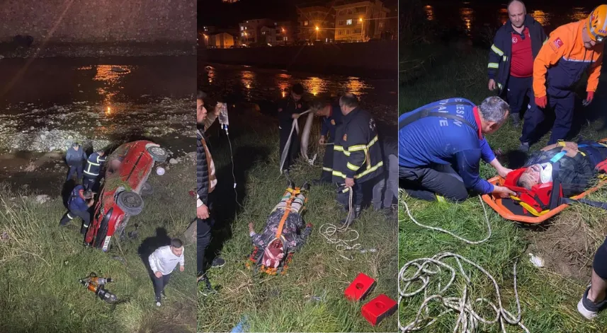 Giresun’da otomobil dereye uçtu: 3 yaralı
