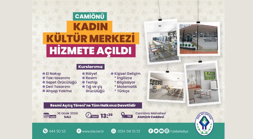 Yarın Rize'de Kadın Kültür Merkezi açılacak
