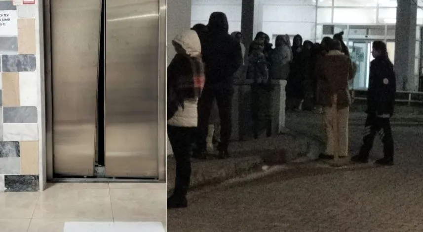 KYK yurdunda zemine çakılan boş asansör paniğe neden oldu