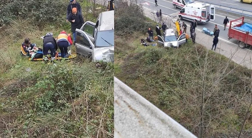 Rize'de aydınlatma direğine çarpan araç yoldan çıktı