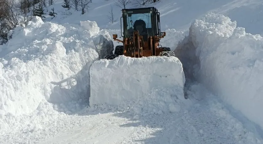 Artvin'de köy yollarında karla mücadele çalışmaları devam ediyor