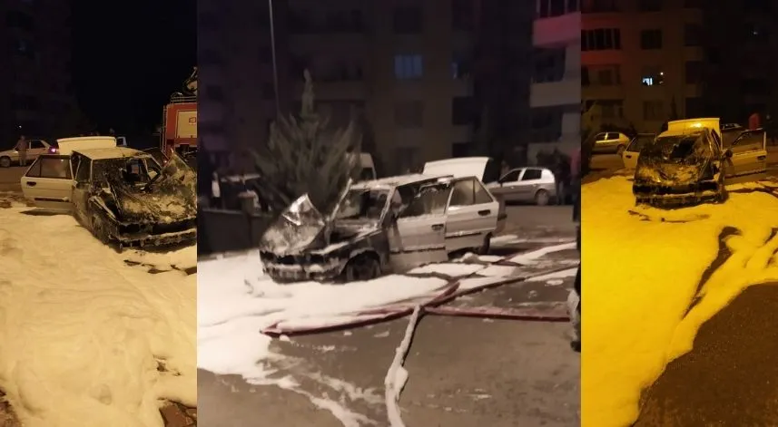 Park halindeki otomobil, yangın sonucu kullanılamaz hale geldi