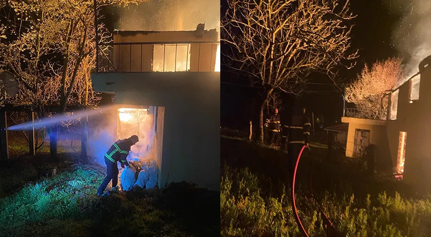 Evinde yangın çıkan şehit annesi yaralandı