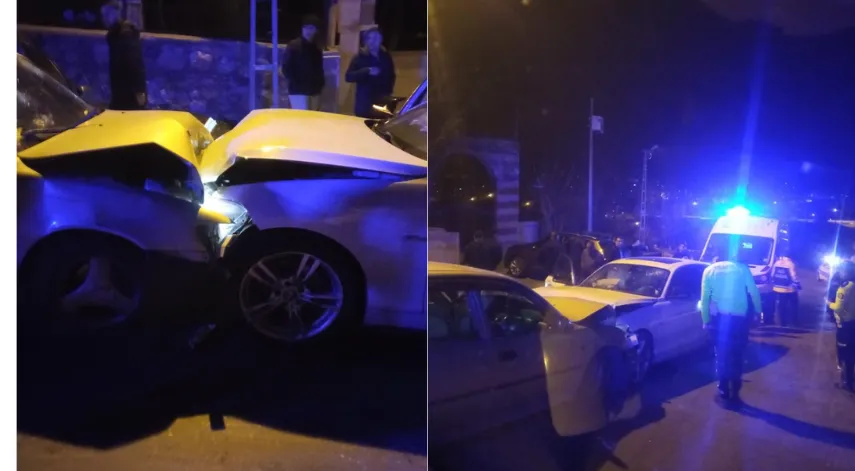 İki araç kafa kafaya çarpıştı: 3 Yaralı