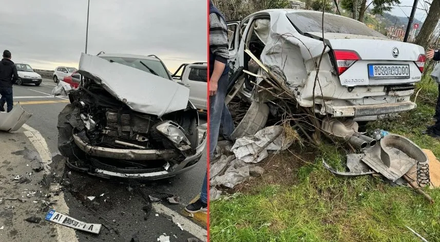 Çayeli'nde trafik kazası: İki araç kafa kafaya çarpıştı