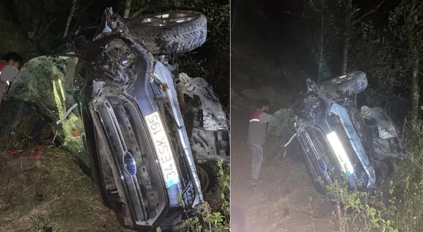 Gümüşhane'de şarampole devrilen otomobildeki 4 kişi yaralandı