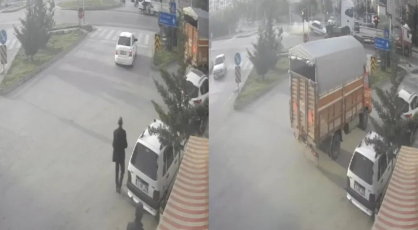 Tırın sıkıştırdığı otomobil orta refüje çarptı: 1 yaralı