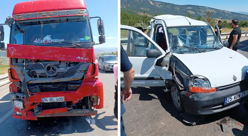 Kamyonun yol kenarındaki hafif ticari araca çarpması sonucu 6 kişi yaralandı