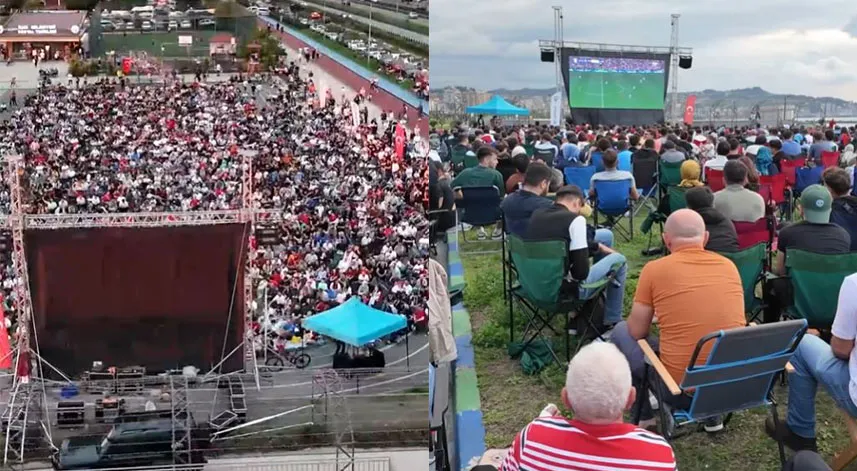 Rize'de dev ekranda milli heyecan devam ediyor