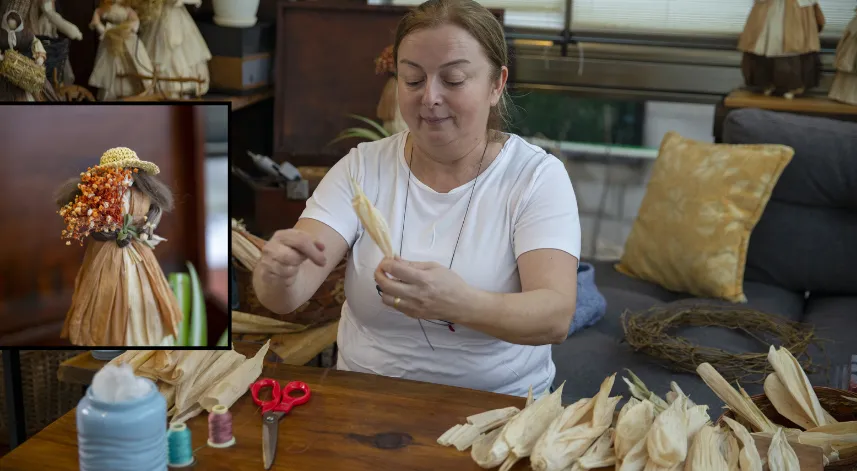  Mısır Kabuğundan Yaptığı Dekoratif Eşyalar Mekanları Süslüyor