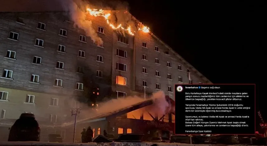 Fenerbahçeli sporcu, Bolu'daki yangında hayatını kaybetti