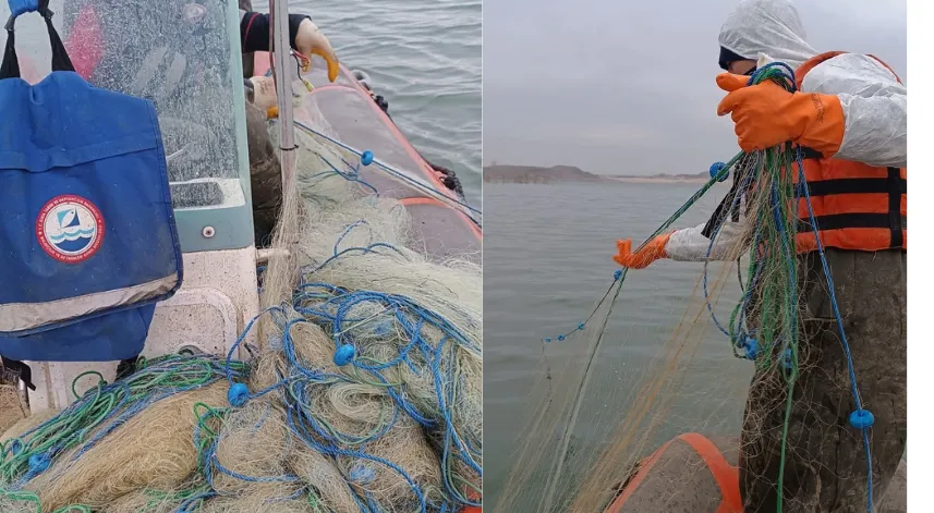 Barajdan 3 bin 800 metre uzunluğundan hayalet ağ çıktı