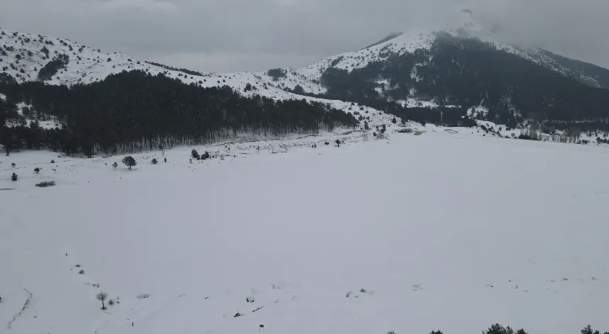 Giresun'da Dikmetaş Göleti buz tuttu