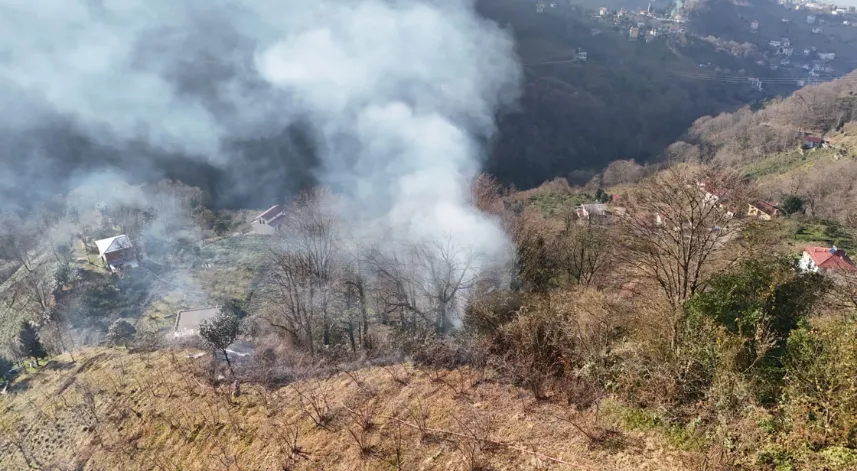 Trabzon'da örtü yangını; 2 dönüm alan zarar gördü