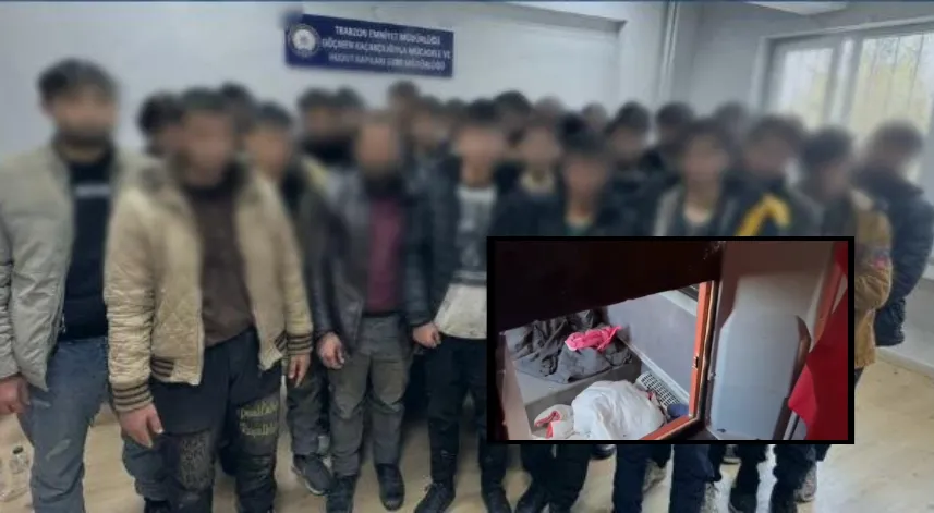 Otobüsteki gizli bölmeden 26 kaçak göçmen çıktı 