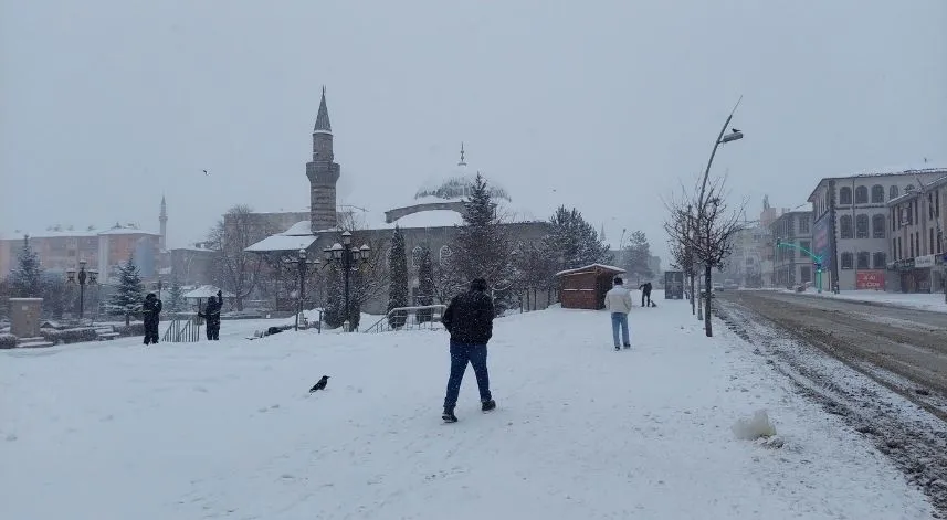 Erzurum'da kar kenti beyaza bürüdü