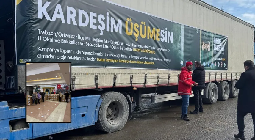 Trabzon'da 11 okul birleşti, Hatay'a 3 bin gıda kolisi gönderdi