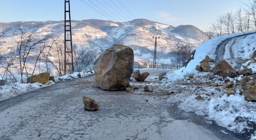 Ordu'da eriyen kar heyelanlara neden oldu