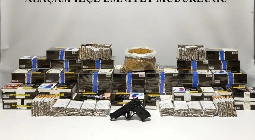 Samsun'da kaçak tütün ve makaron ele geçirildi