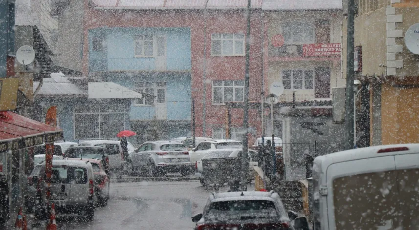 Oltu'ya lala lapa kar yağdı